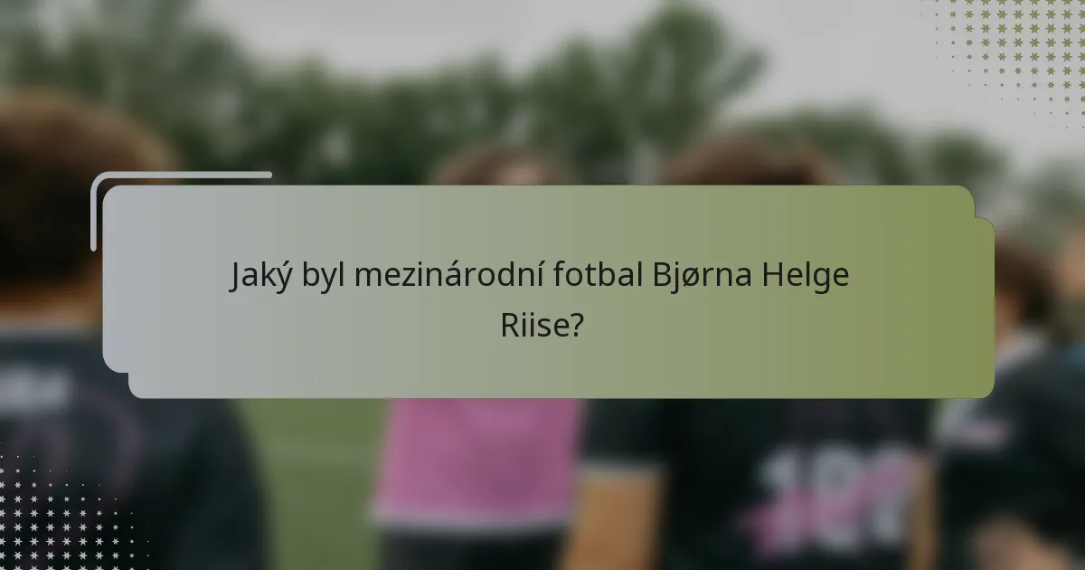 Jaký byl mezinárodní fotbal Bjørna Helge Riise?