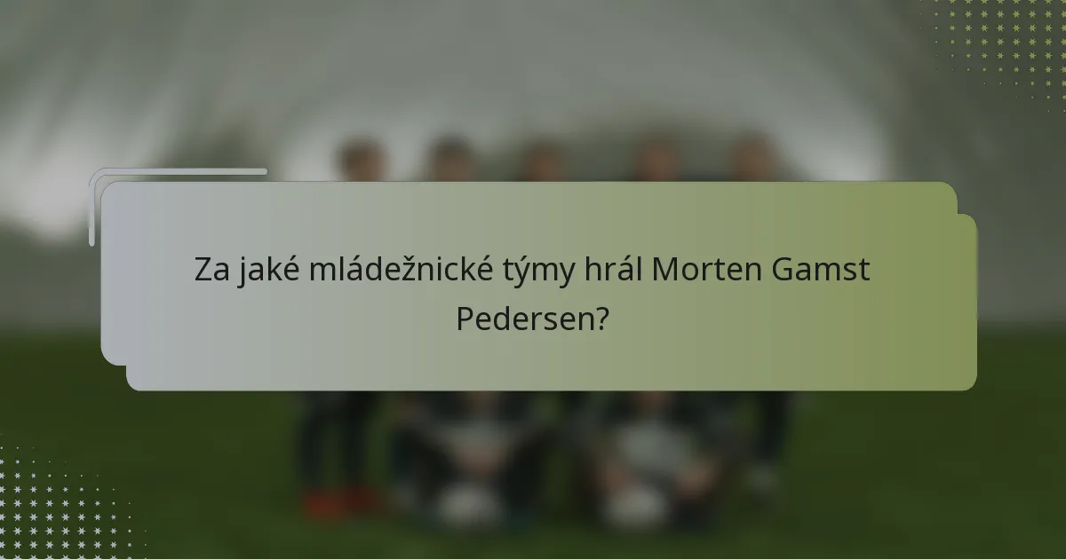 Za jaké mládežnické týmy hrál Morten Gamst Pedersen?